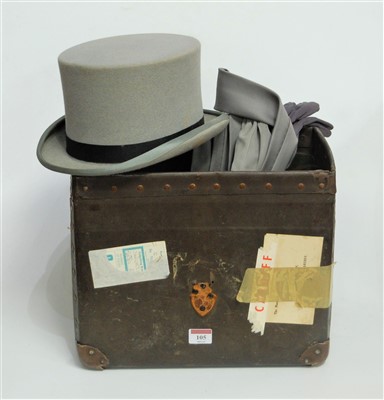 Lot 105 - An early 20th century grey felt top-hat,...