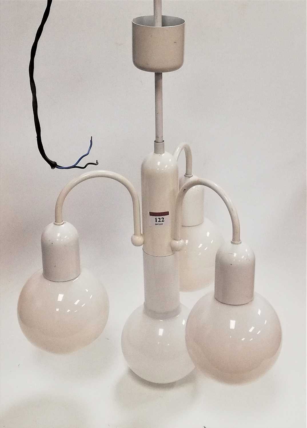 Lot 109 - A modern white painted metal three branch...