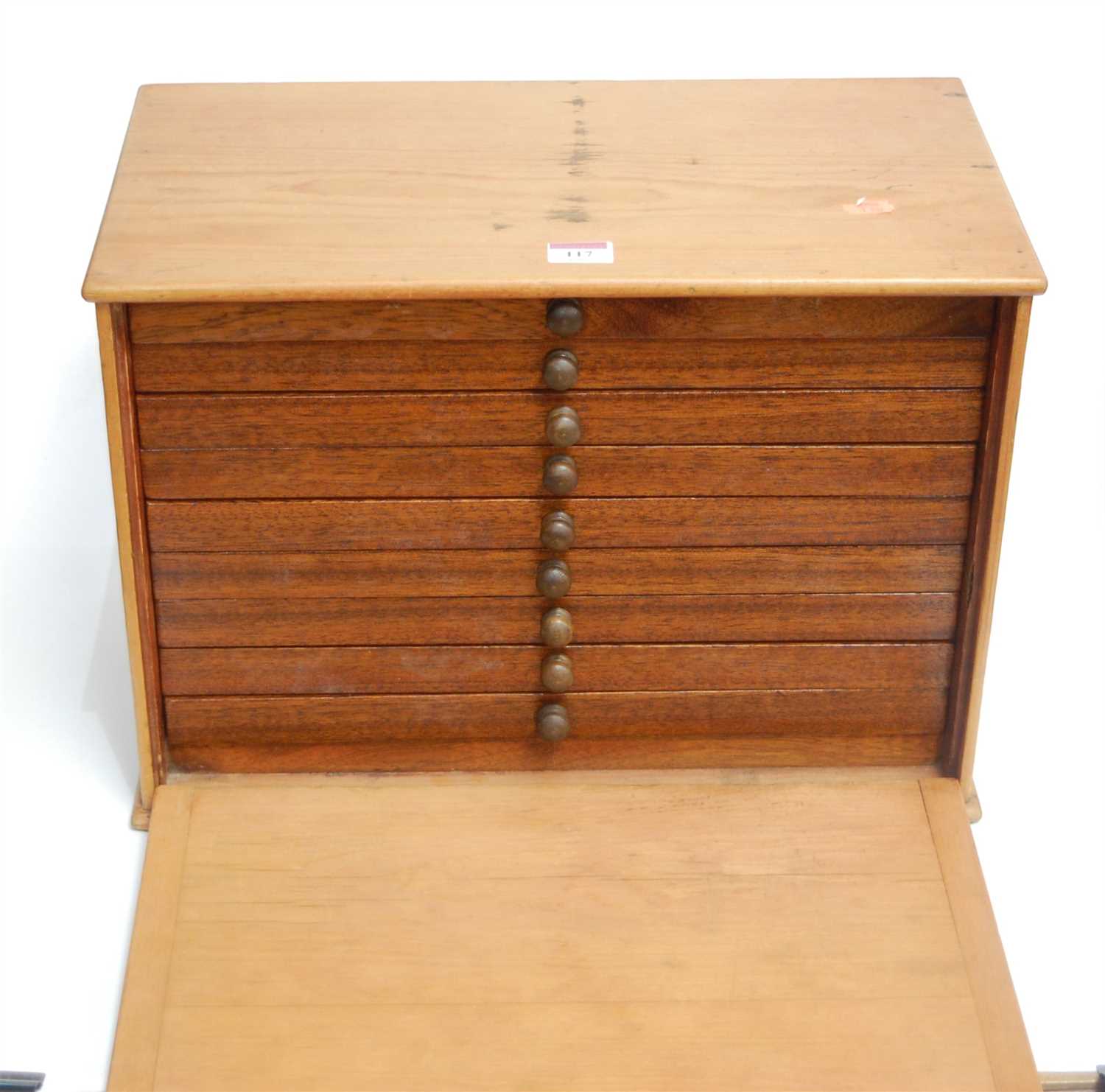 Lot 117 - A mid 20th century pine collectors chest the...