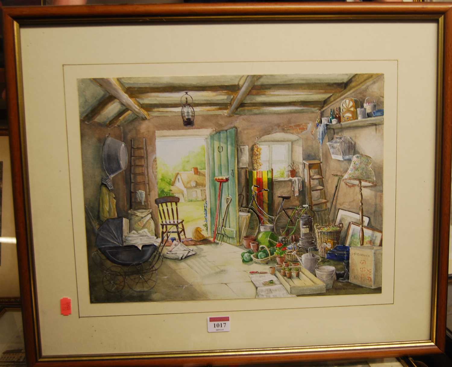Lot 1017 - Joyce Grimaldi - The outhouse, watercolour...