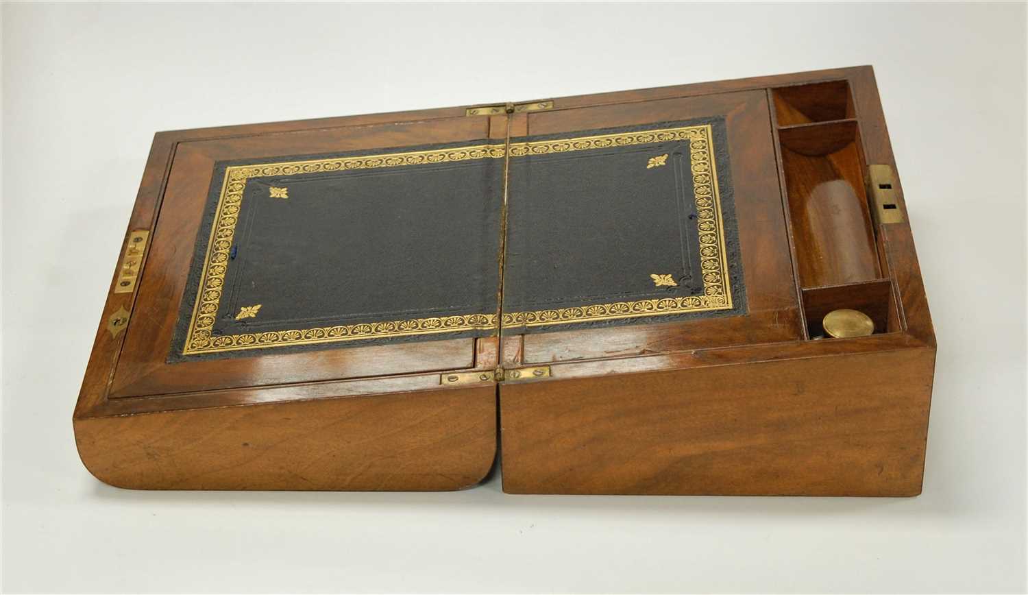 Lot 154 - A Victorian walnut dome topped writing slope...