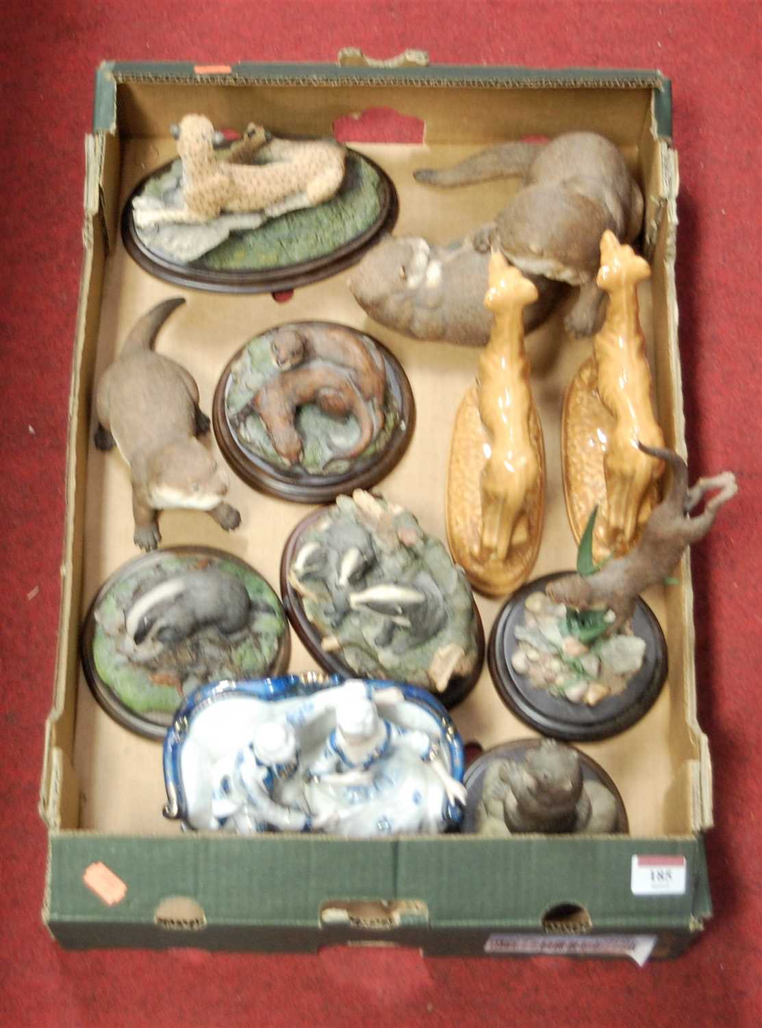 Lot 185 - A box of miscellaneous, mainly animal, figures...