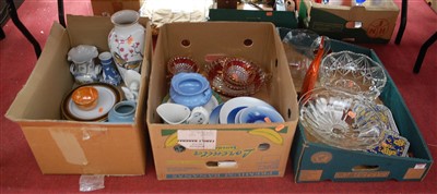 Lot 188 - Three boxes of miscellaneous china and glass...