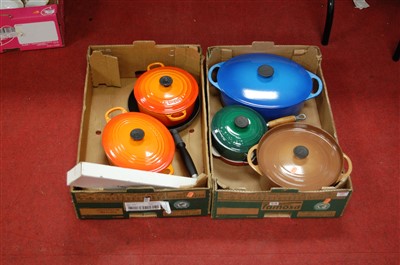 Lot 205 - Two boxes of Le Creuset oven wares to include...