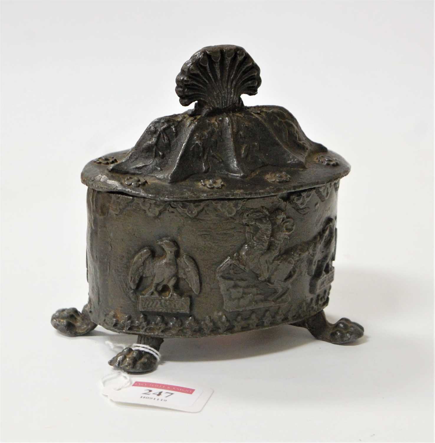 Lot 247 - An early 19th century lead tobacco jar and...