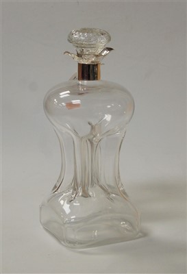 Lot 257 - An Edwardian glass decanter, of hour glass...