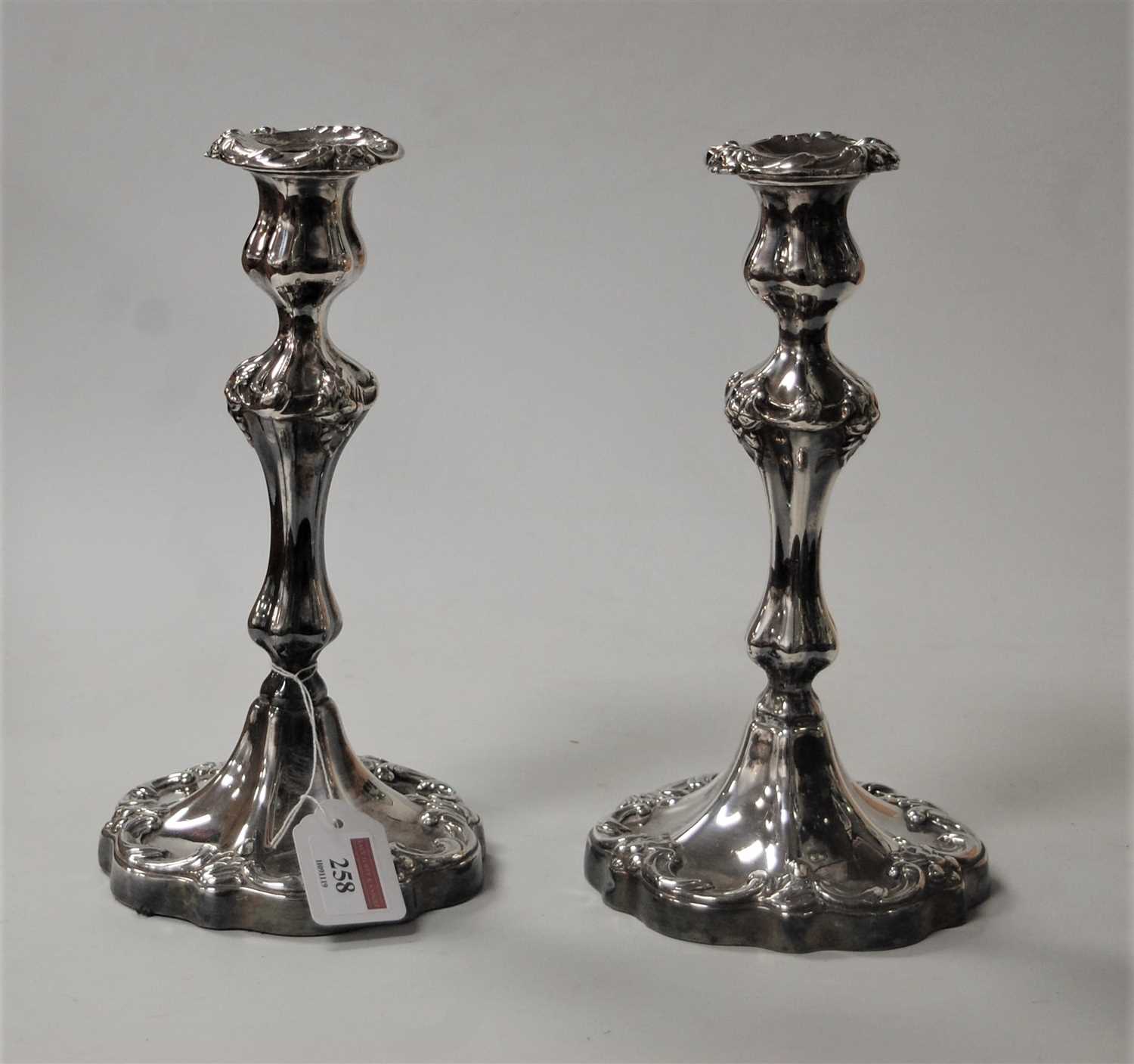 Lot 258 - A pair of Victorian style silver plated table...