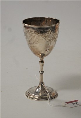 Lot 267 - A Victorian silver goblet, having bright cut...