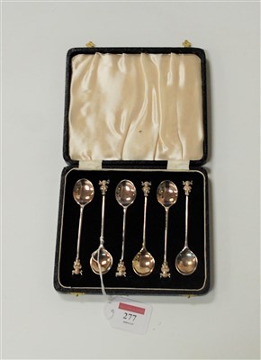 Lot 277 - A set of six George V silver coffee bean...