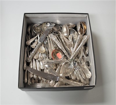 Lot 282 - A box of miscellaneous loose silver plated...