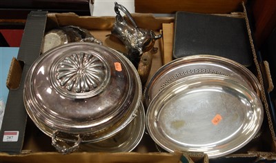 Lot 287 - A box of miscellaneous silver plated wares, to...