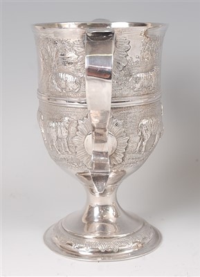 Lot 2089 - A late Georgian silver pedestal loving cup,...