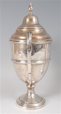 Lot 2090 - A George V silver pedestal twin handled cup...