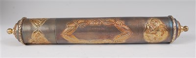Lot 2351 - An Indian silver and silver gilt scroll case /...