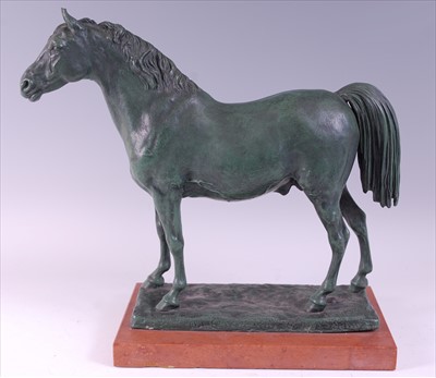 Lot 452 - A green patinated bronze model of a thoroughbred horse