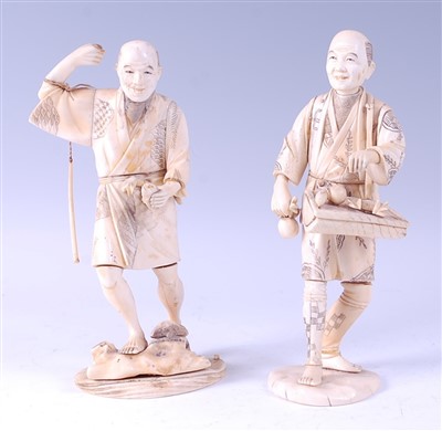 Lot 2338 - A Japanese Meiji period carved ivory and...