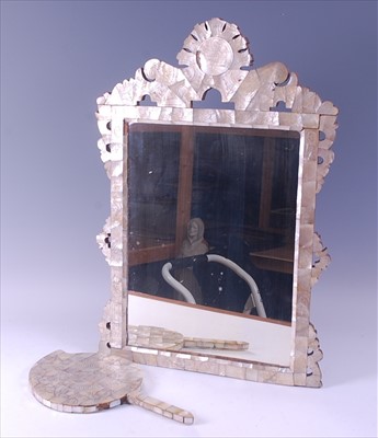 Lot 96 - A mother of pearl parquetry easel mirror,...