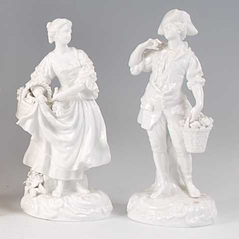 Lot 2036 - A pair of 19th century Meissen porcelain blanc-...