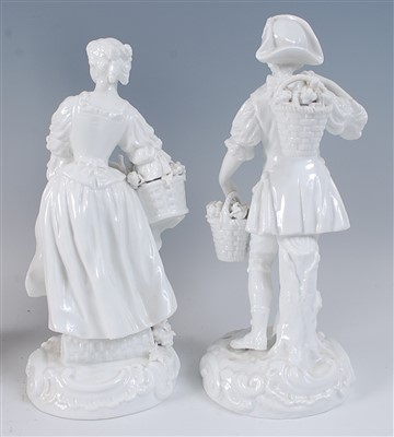 Lot 1098 - A pair of 19th century Meissen porcelain blanc-...