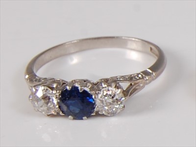 Lot 2223 - An early 20th century white metal, sapphire...