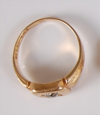 Lot 2133 - An 18ct yellow gold diamond set gypsy ring,...