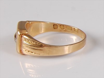 Lot 1220 - An 18ct yellow gold diamond set gypsy ring,...