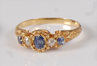 Lot 2203 - A late Victorian yellow metal, sapphire and...
