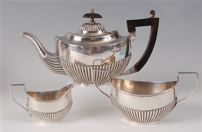 Lot 2074 - A George V bachelors silver three-piece tea...