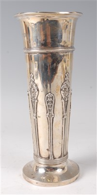 Lot 2078 - A late Victorian silver vase, of trumpet form...