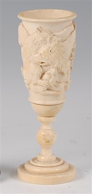 Lot 2306 - A circa 1900 continental carved ivory wine...