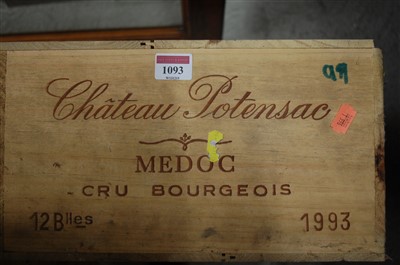 Lot 1093 - Château Potensac, 1993, Medoc, twelve bottles...