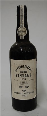 Lot 1241 - J.W. Burmester & Co, 1958 vintage port,...