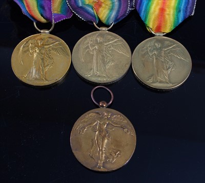 Lot 357 - A collection of three WW I Victory medals