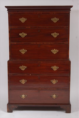 Lot 2570 - A George III mahogany chest-on-chest, the...