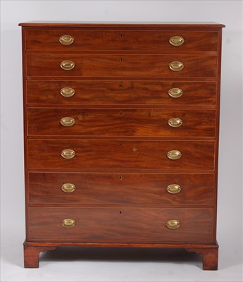 Lot 2574 - A large mahogany squarefront chest, of seven...