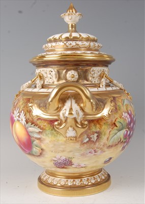 Lot 2041 - A Royal Worcester porcelain pedestal vase and...