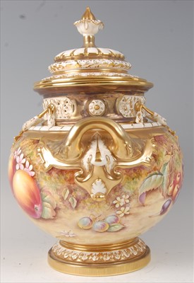 Lot 2041 - A Royal Worcester porcelain pedestal vase and...