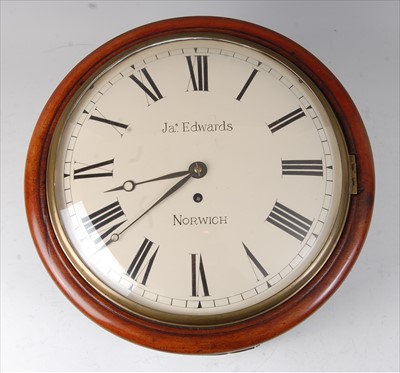 Lot 2448 - A Victorian mahogany circular dial wall clock,...