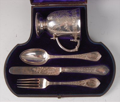 Lot 2111 - A Victorian silver four-piece christening set,...