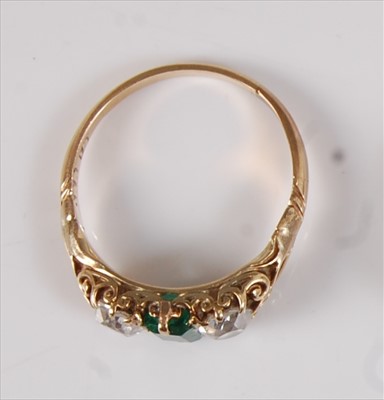 Lot 2217 - A late Victorian yellow metal, emerald and...