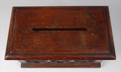 Lot 2287 - A Victorian carved oak offertory box, having...