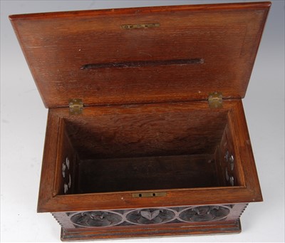 Lot 2287 - A Victorian carved oak offertory box, having...