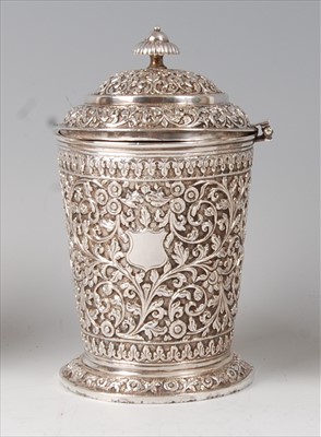 Lot 2343 - A late 19th century Indian silver jar and...