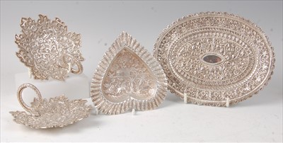 Lot 2345 - Indian silverware, comprising heart shaped...