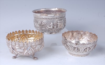 Lot 2347 - A circa 1900 Indian silver and embossed bowl,...