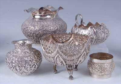 Lot 2348 - Assorted Indian silverwares, comprising a...