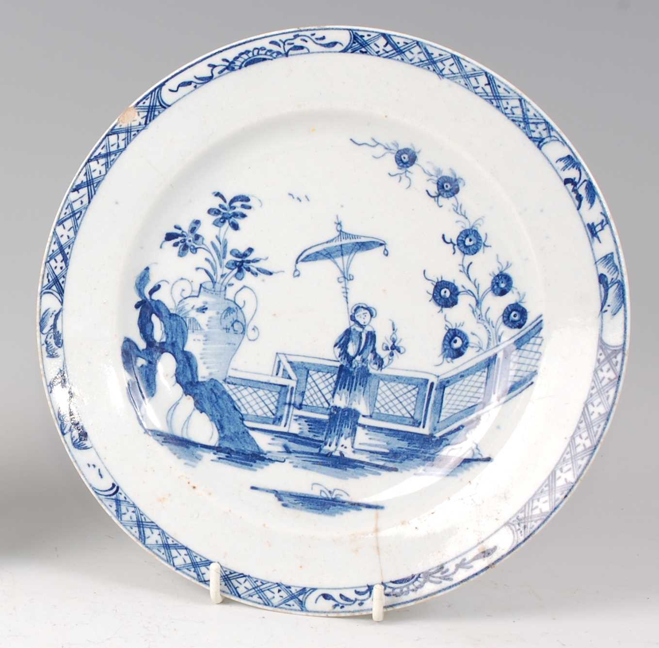 Lot 2051 - A Lowestoft porcelain plate, circa 1765,...