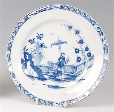 Lot 2051 - A Lowestoft porcelain plate, circa 1765,...