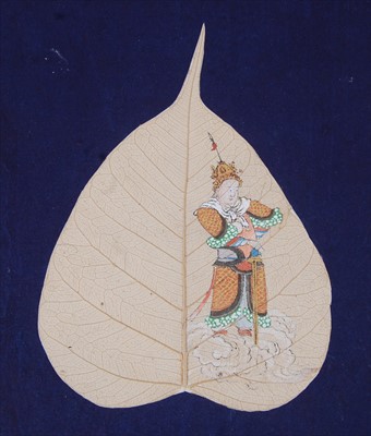 Lot 2337 - An album of Bodhi tree leaf paintings,...