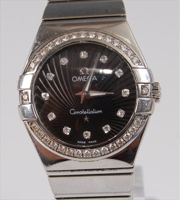 Lot 2243 - A lady's Omega steel Constellation wristwatch,...